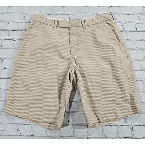 Vintage Polo Ralph Lauren Chinos Classic Fit Shorts Beige Seersucker MENS SZ 34